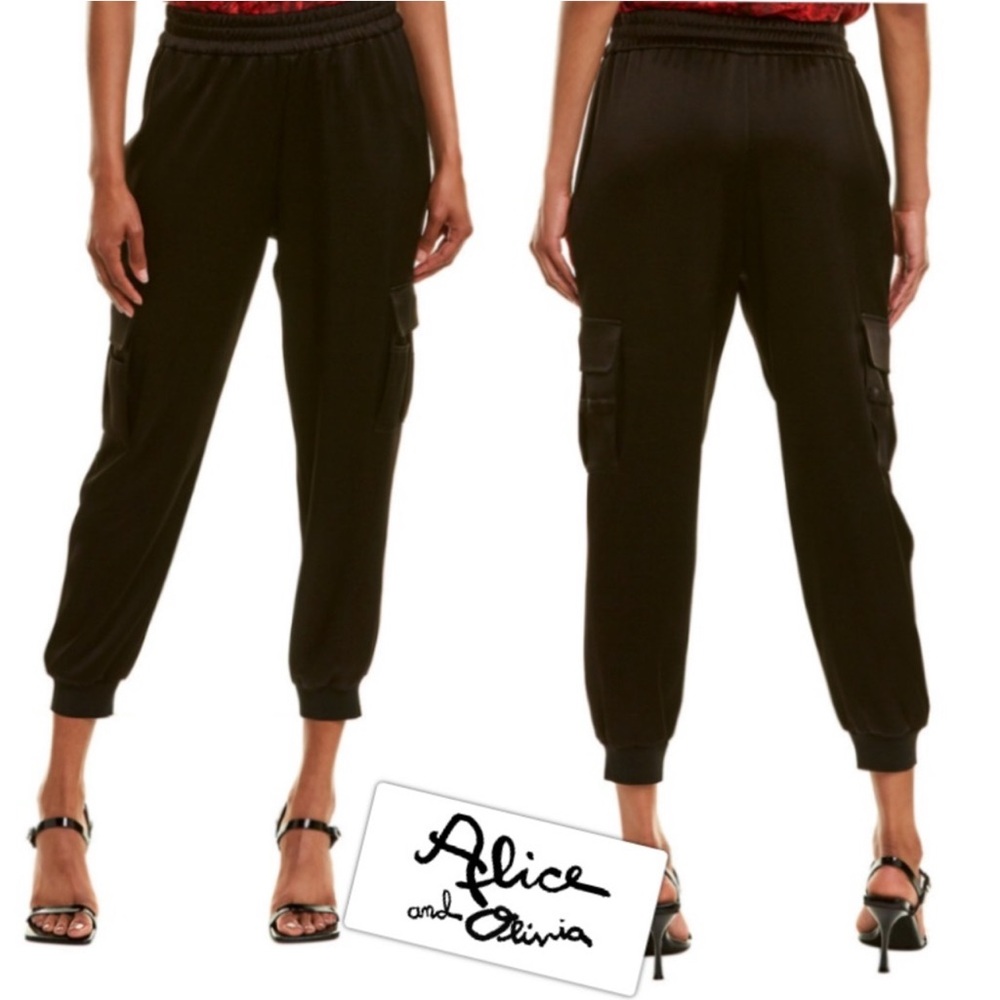 NWOT Alice + Olivia Cargo Black Jogger Pants